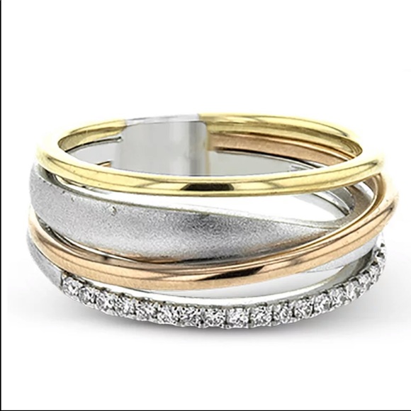 New 925 Silver 3 color Stackable Diamond Ring - Picture 2 of 4